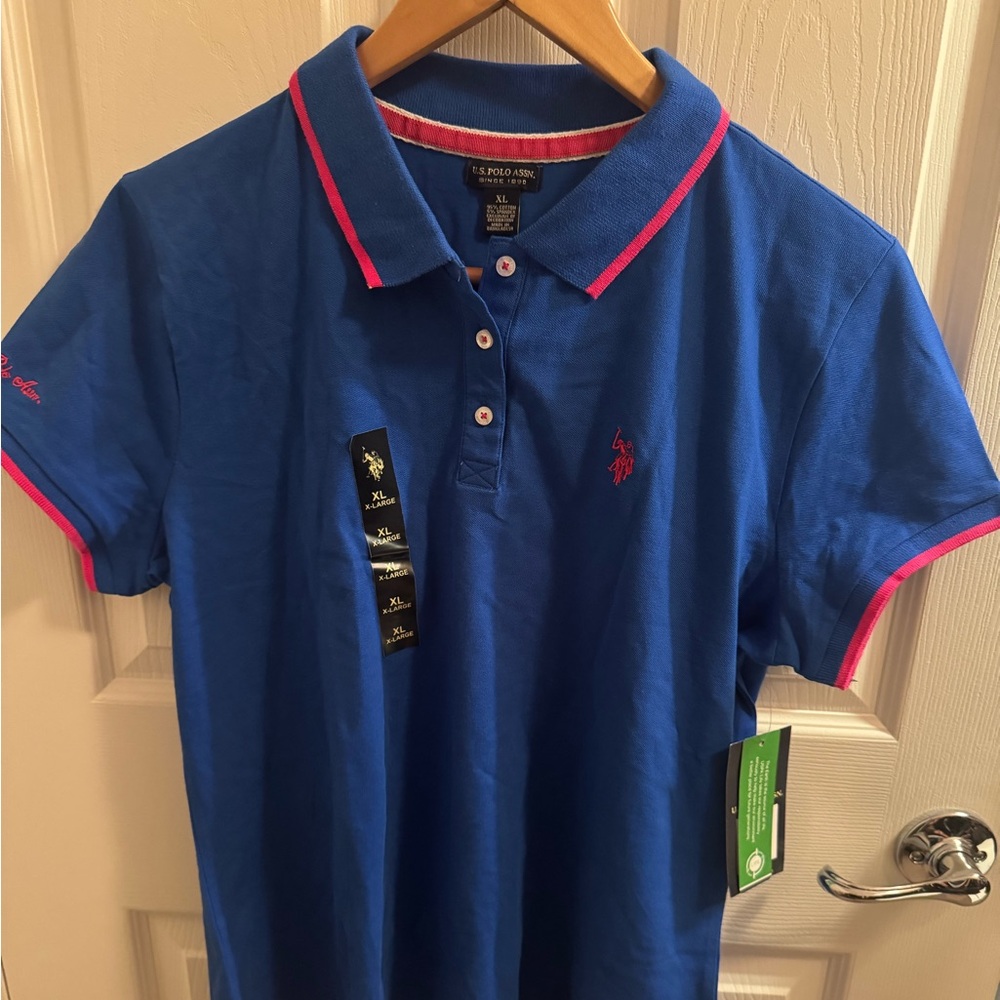 U.S. Polo Assn. Polo Shirt in Blue with Pink Trim